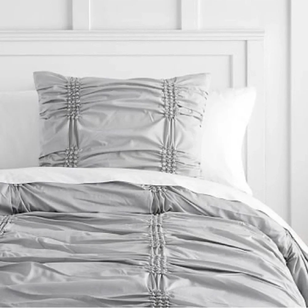 Pottery Barn Dorm Simply Smocked Duvet Cover – Twin‎ – NEW Neutral Boho Bedding